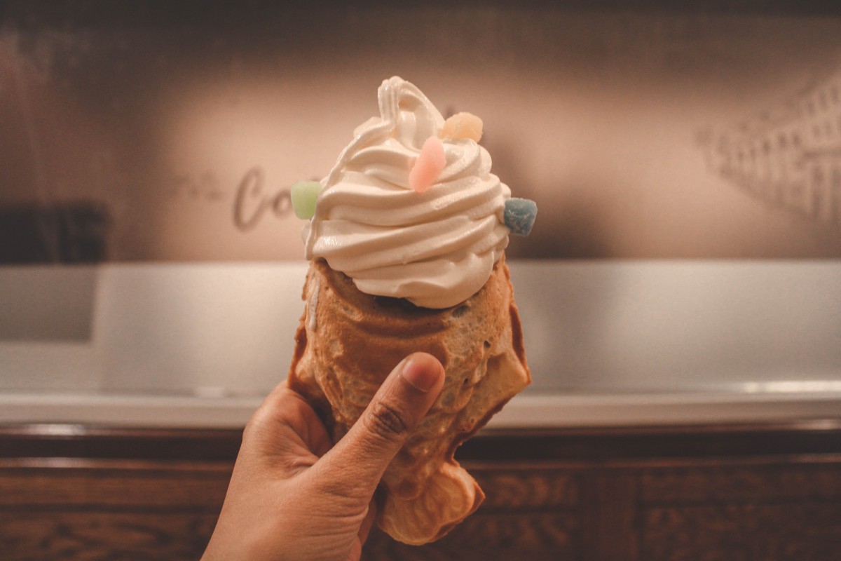 Cocohodo, one of the best restaurants in Carrollton, serves a delicious soft serve taiyaki pictured here