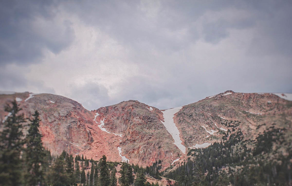 Fangs of white down the Pikes Peak mountain