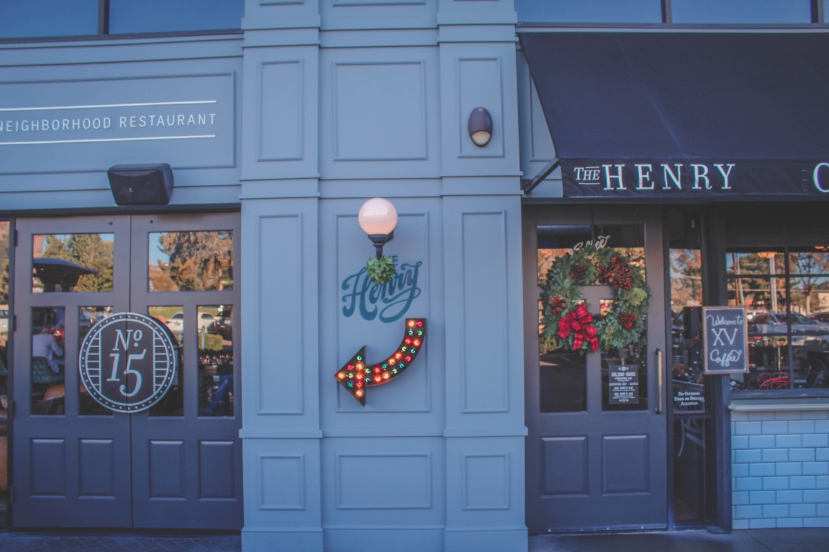 The Henry Instagrammable blue exterior with iconic arrow sign