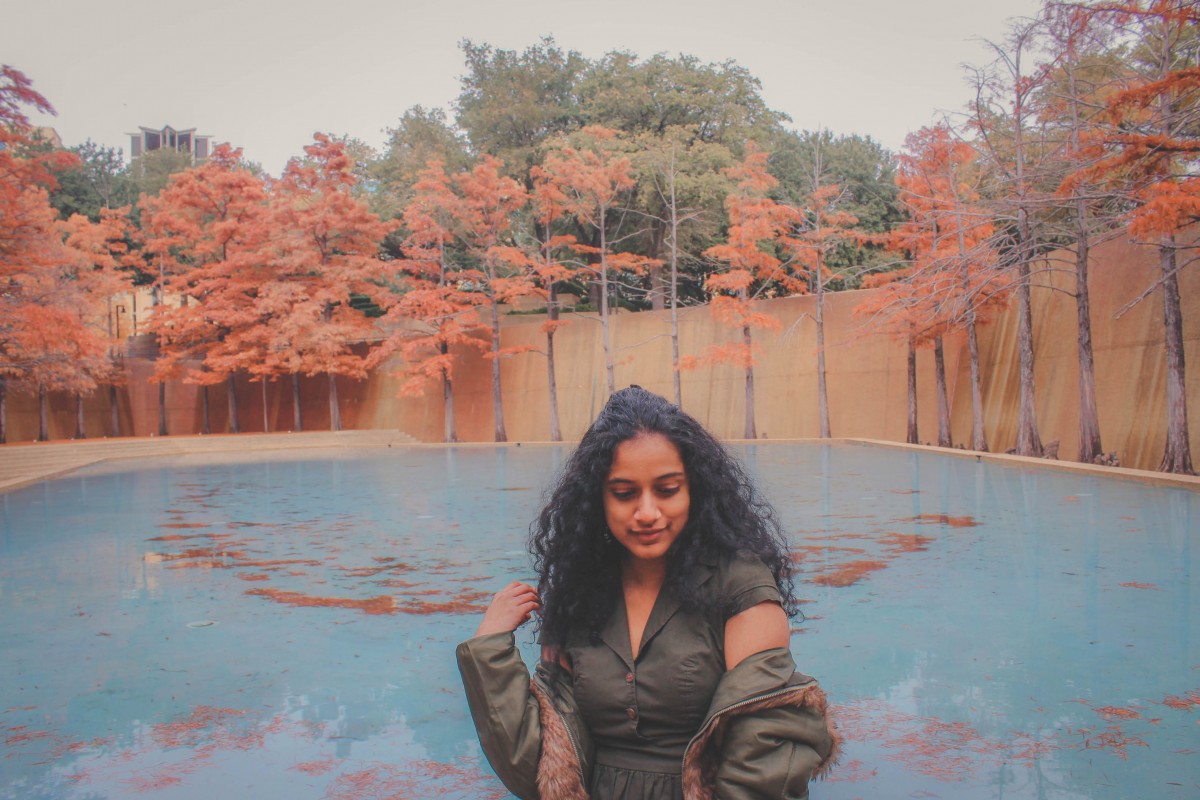 portrait shot by my husband at the Meditation Pool in the Fort Worth Water Gardens