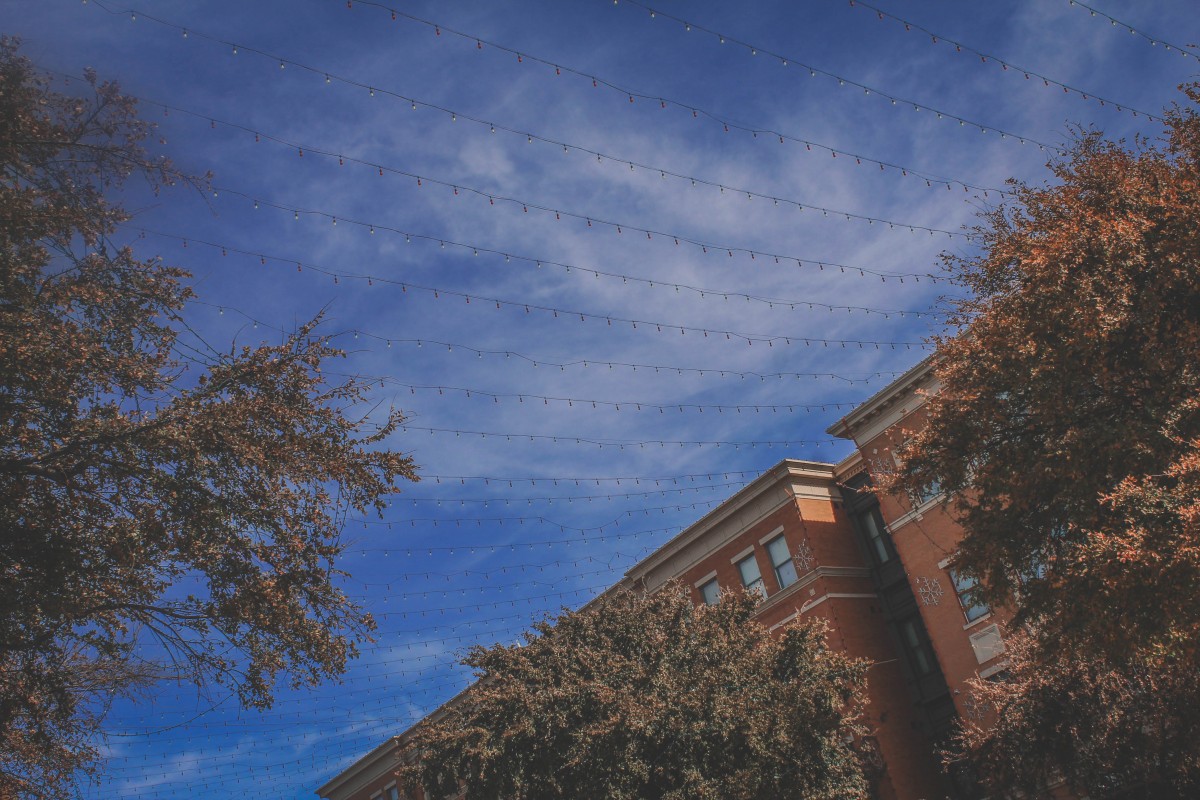 String of lights in Frisco Square