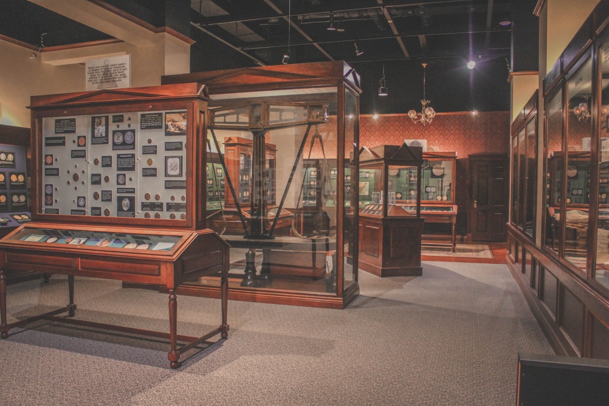 collection of rare books and coins at the Durham Museum