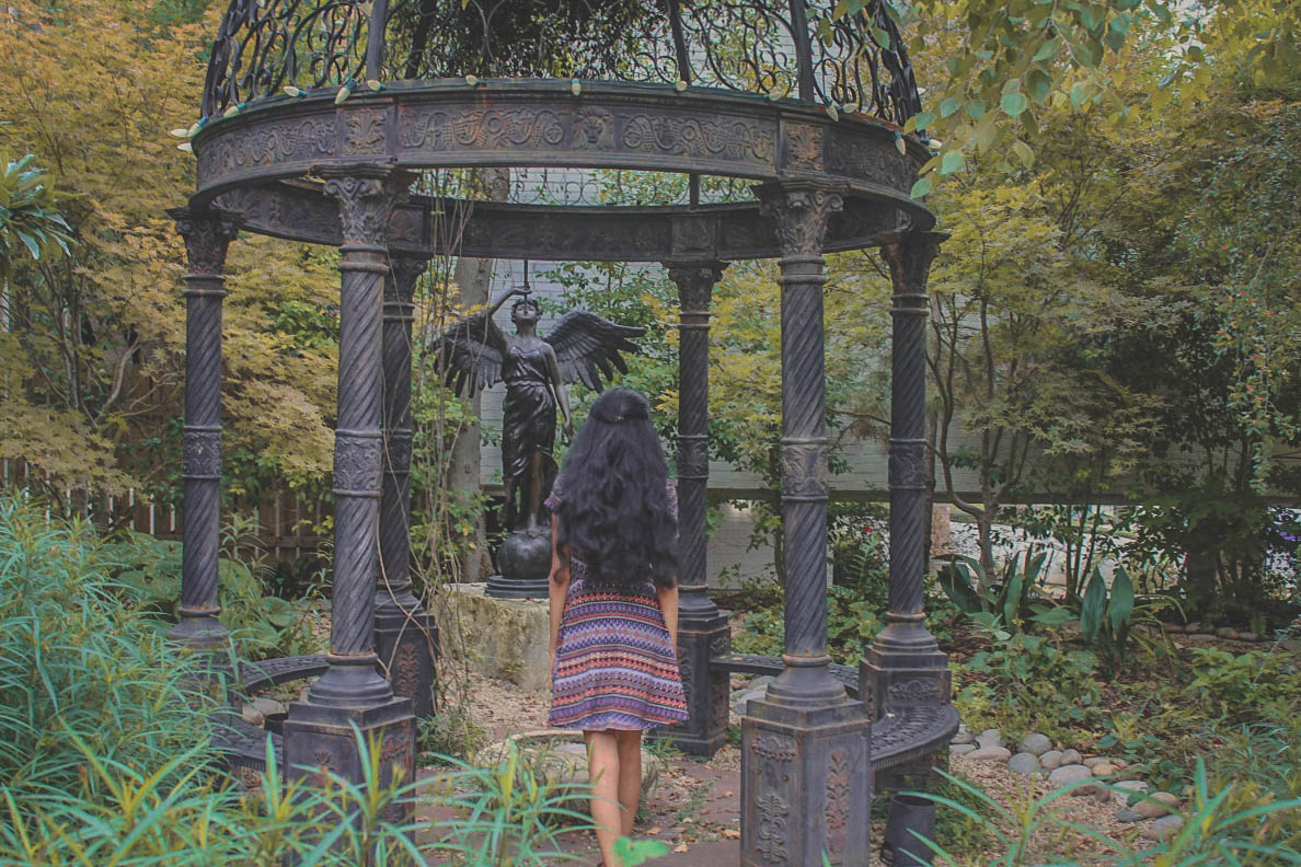 Dragon Park Game Of Thrones style theme with a cast-iron gazebo and angel statue