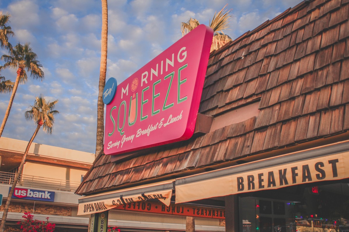 Morning Squeeze open daily for breakfast sign
