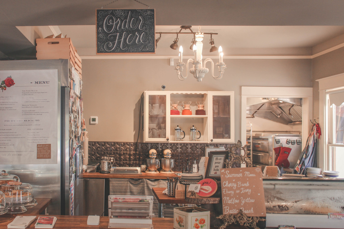 cozy interior of Emporium Pies, one of the best dessert spots in Bishop Arts District