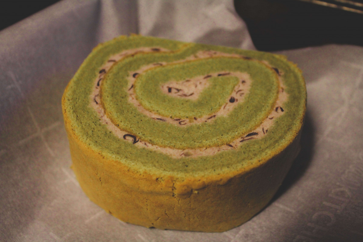 matcha swirl cake with red bean paste from my local Asian bakery