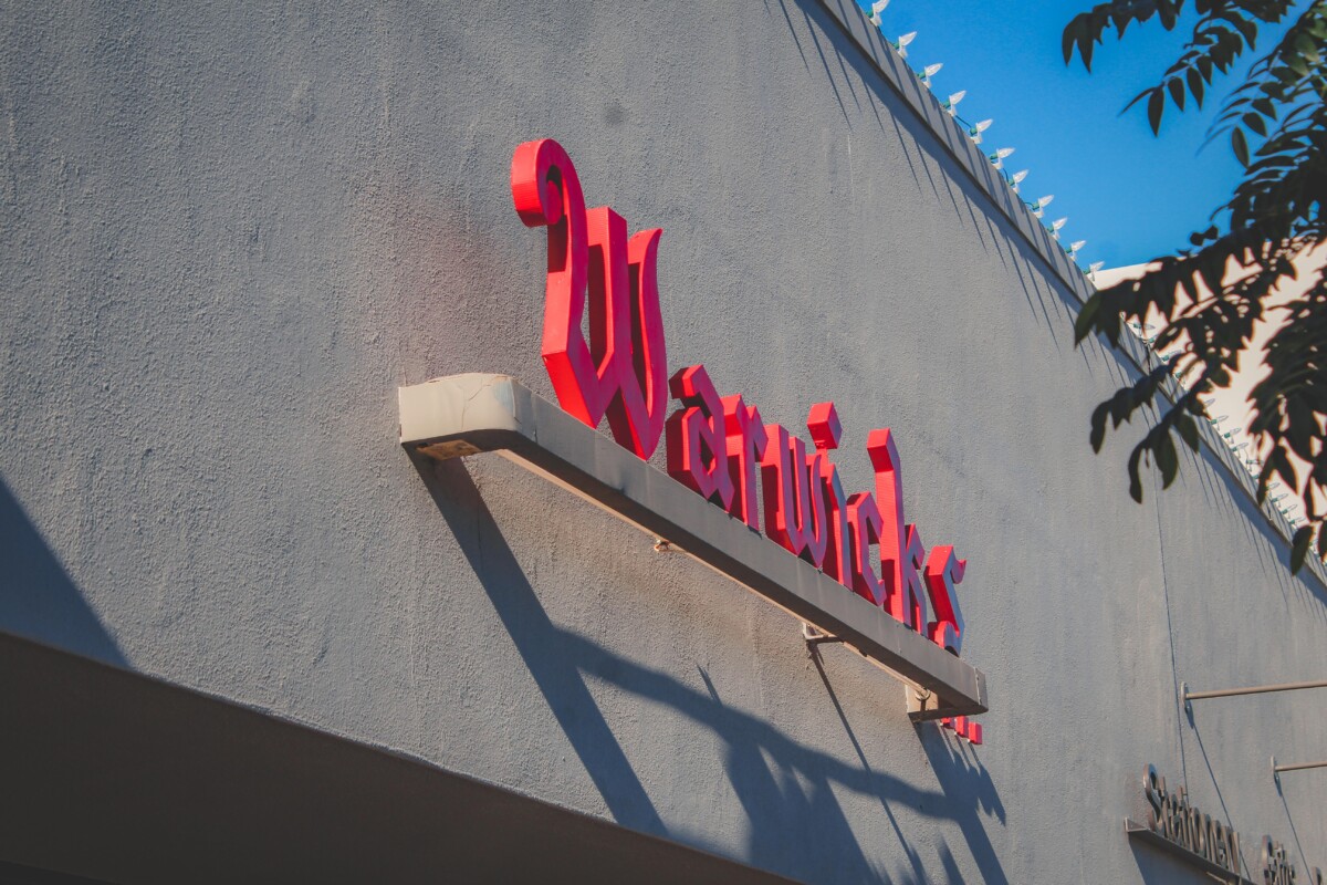 sign for Warwicks, one of the most iconic bookstores in San Diego