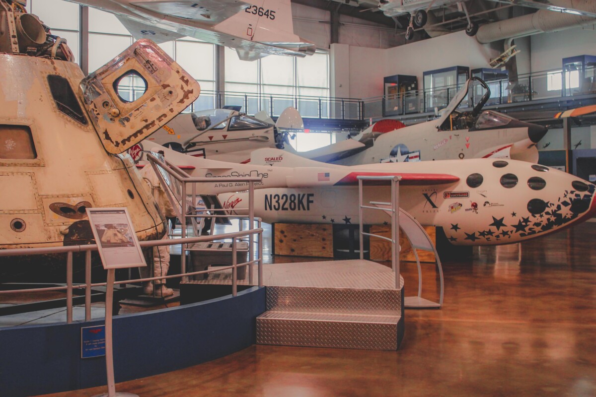 example of the interior of a science and technology museum (with air and space elements)