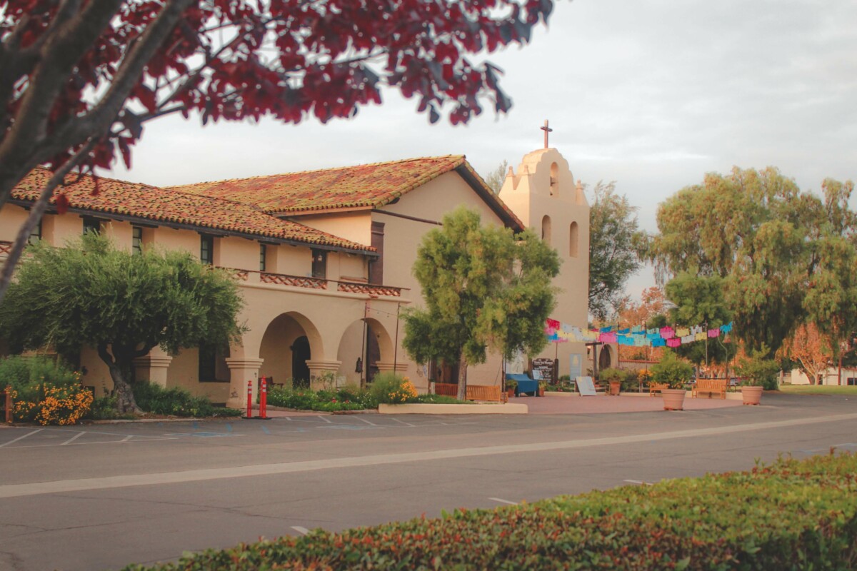 one of the most beautiful views of Solvang can be found from here (photo of a church in Solvang)