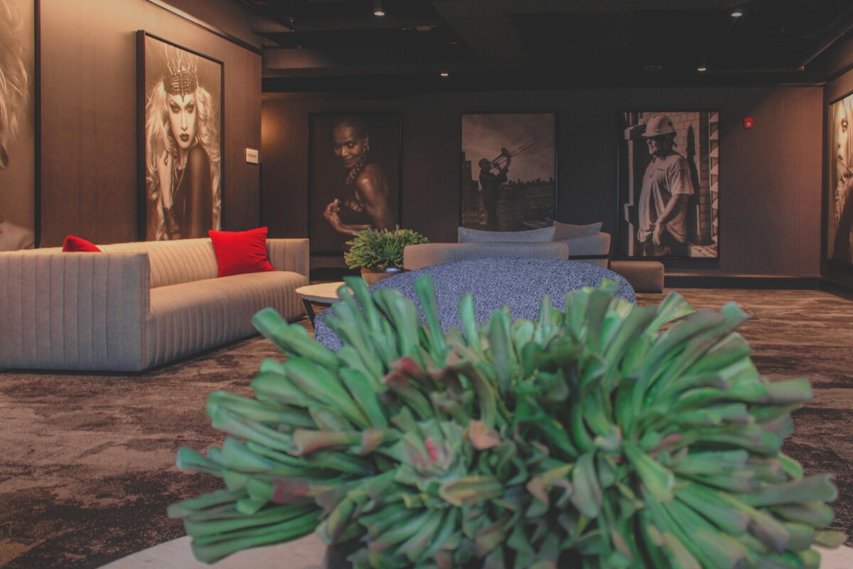 lobby of the upper floor of Bottleworks Hotel