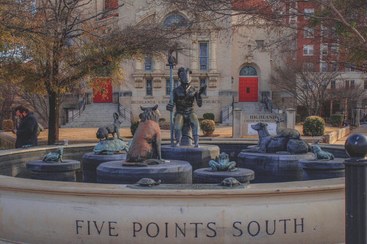 Frank Fleming's The Storyteller in Five Points South, a ram talks to animals.